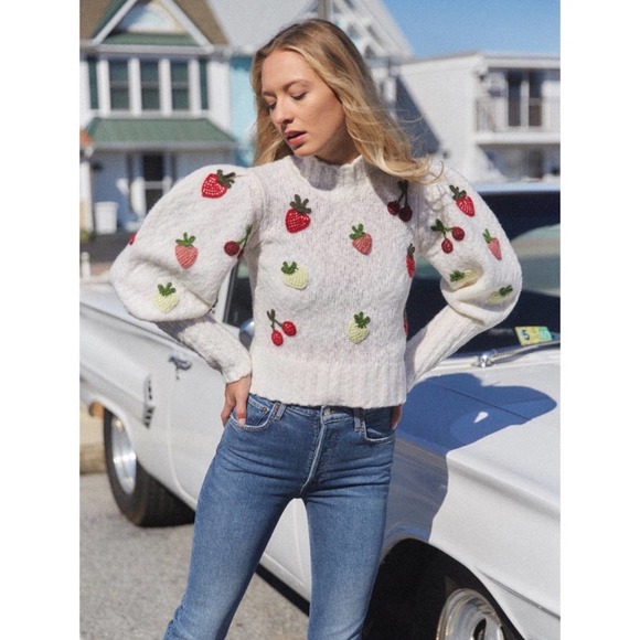 Sea New York Sweaters - NWT Sea New York Reese Crochet Appliqué Fruit Sweater (size M)